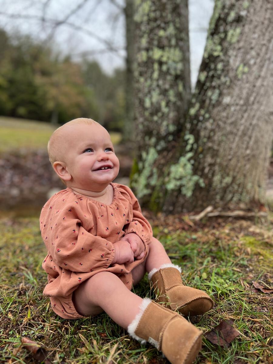 Vignette Daisy Bubble Romper - Pumpkin/Berry Floral
