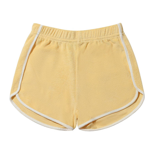 vignette, yellow, terry shorts, retro