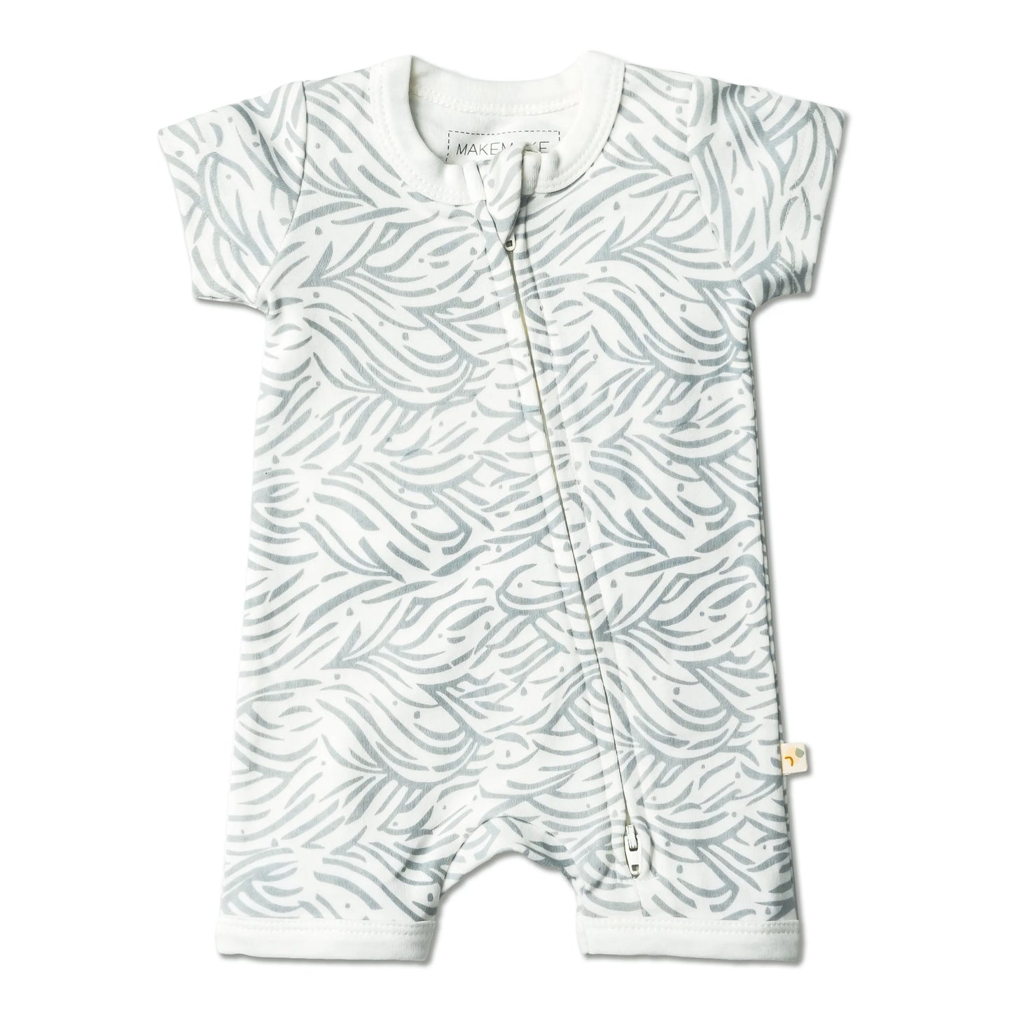 Makemake Organics Organic Short Zip Romper – Waves
