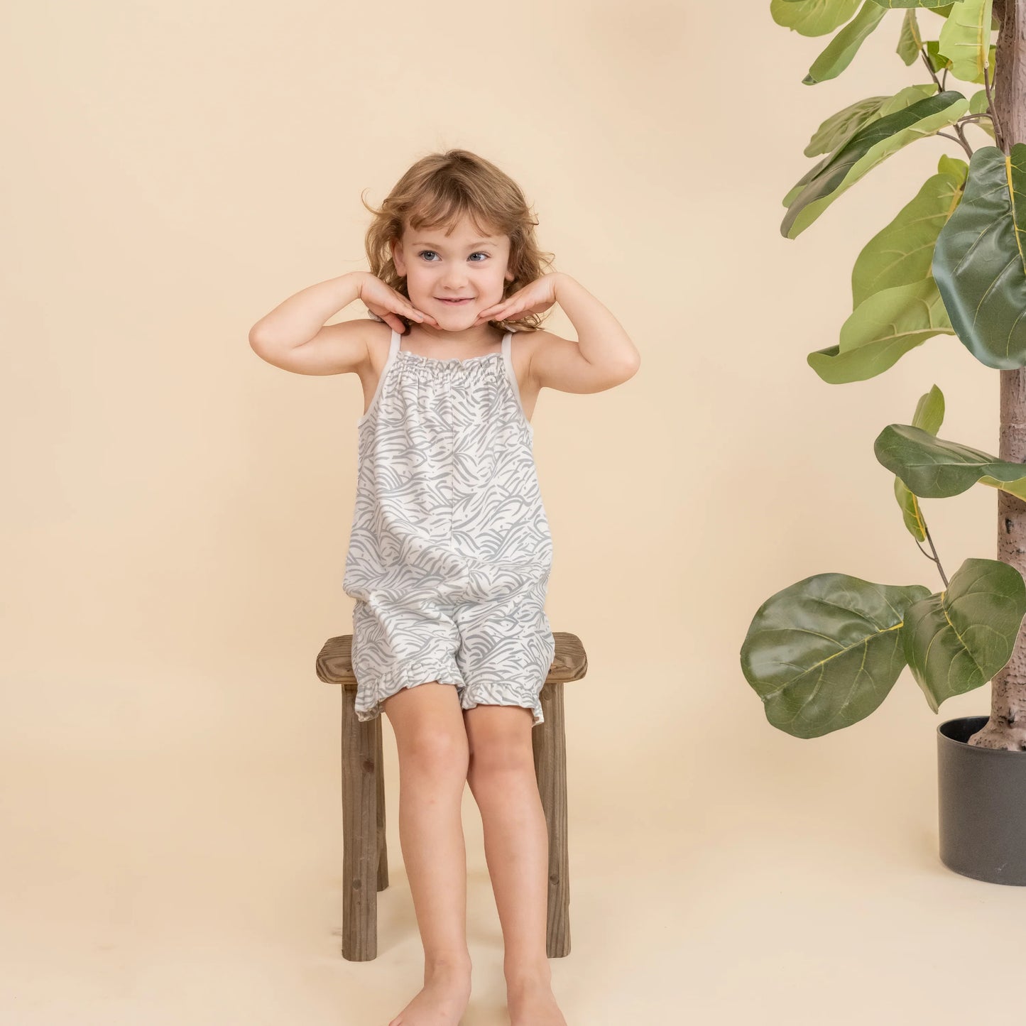 Makemake Organics Organic Ruffle Jumpsuit – Waves