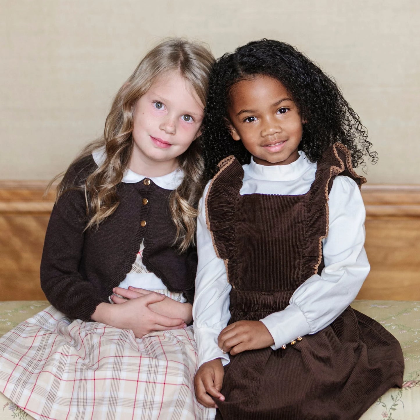 Hope & Henry Organic Cropped Scallop Cardigan – Chocolate Heather | Girls’ Organic Sweater