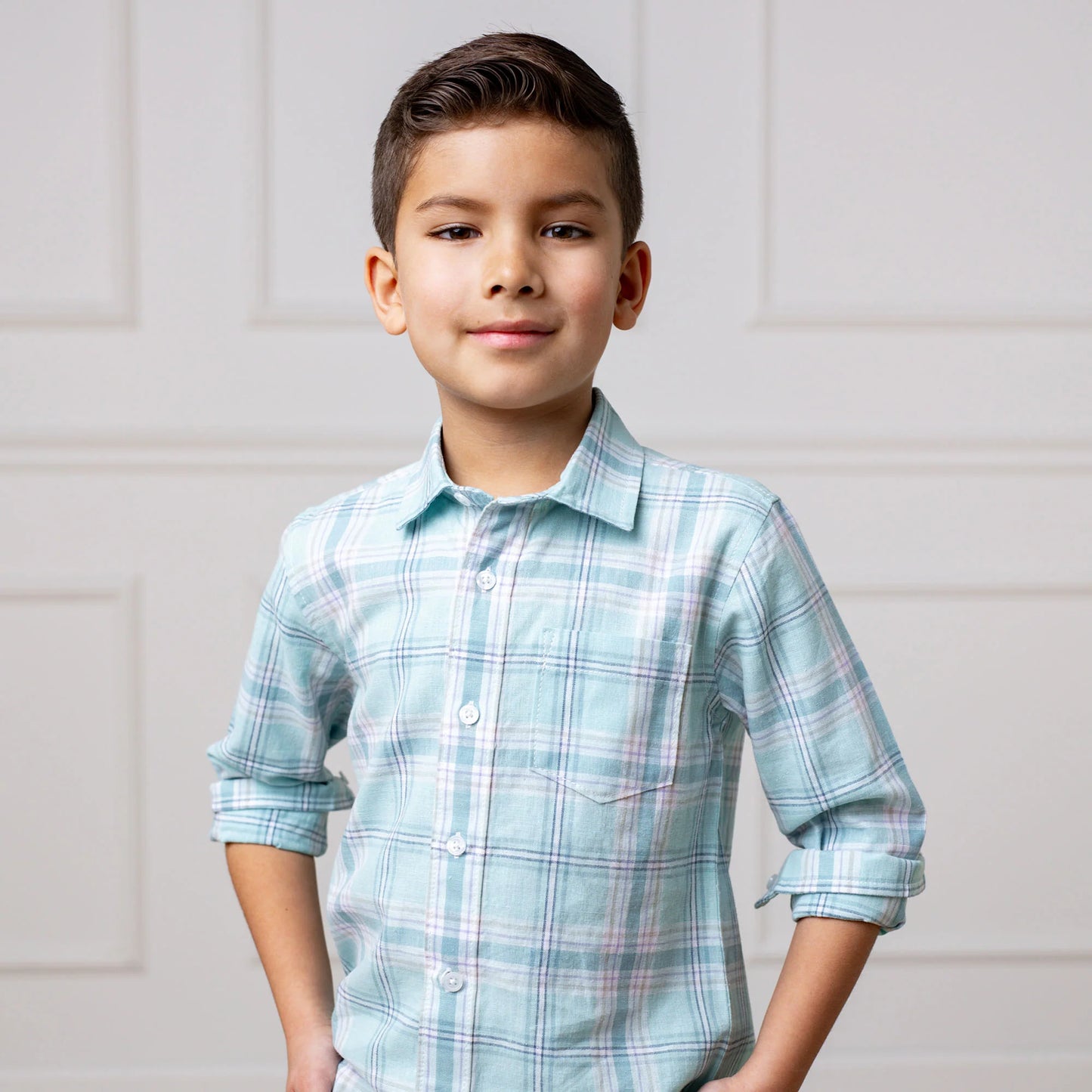 hope and henry, easter, blue plaid, spring, long sleeve, button up, shirt