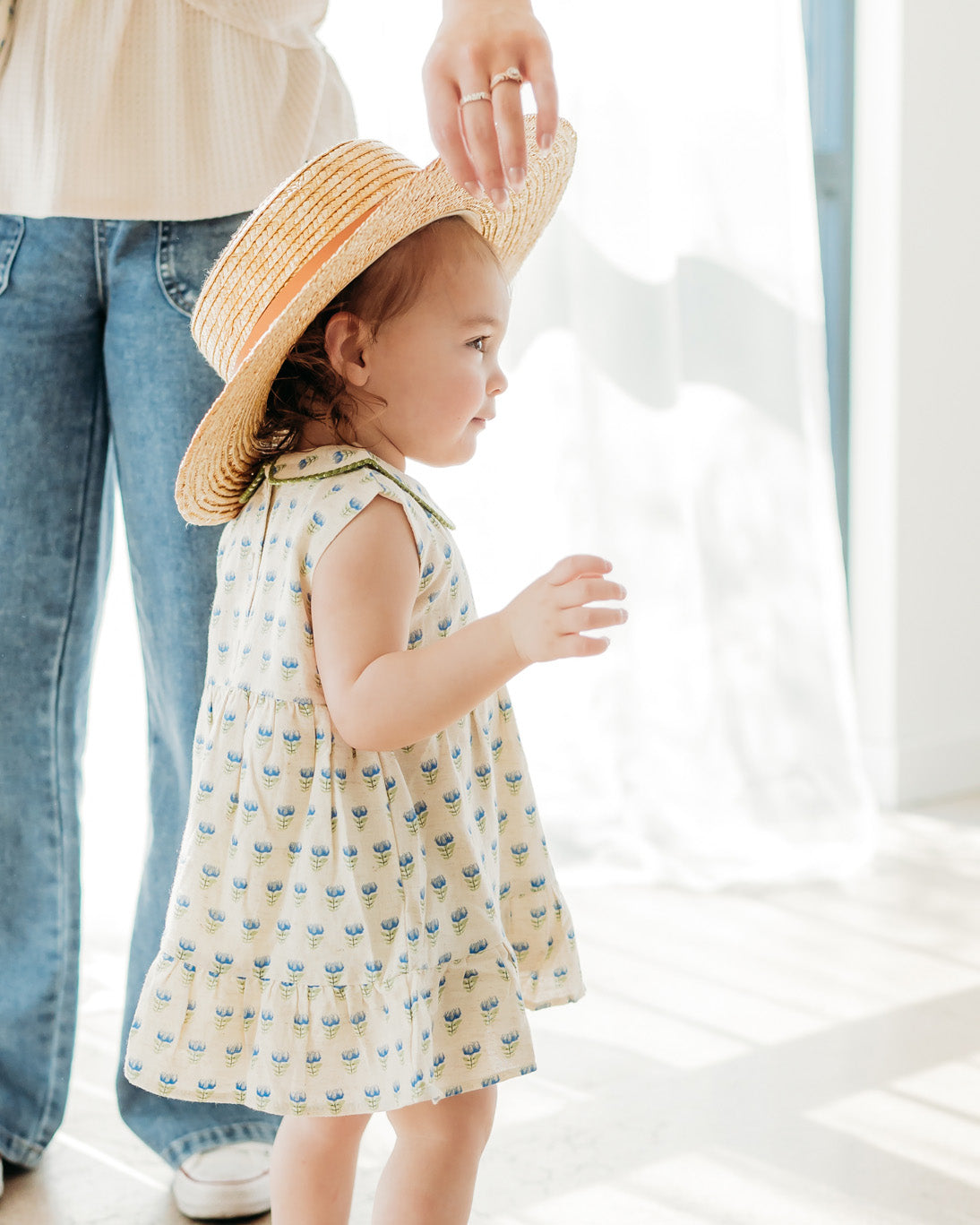 viverano, floral, dress, green, blue, collar, sleeveless, easter