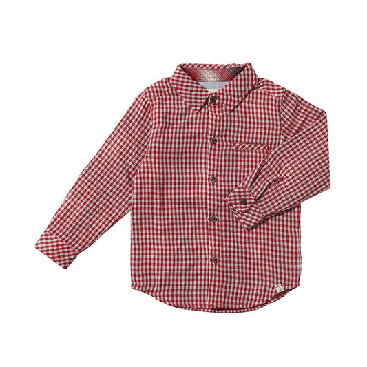 md & henry, red, and white, checkered, long sleeve, collared, dress shirt, holiday, christmas, boy, toddler