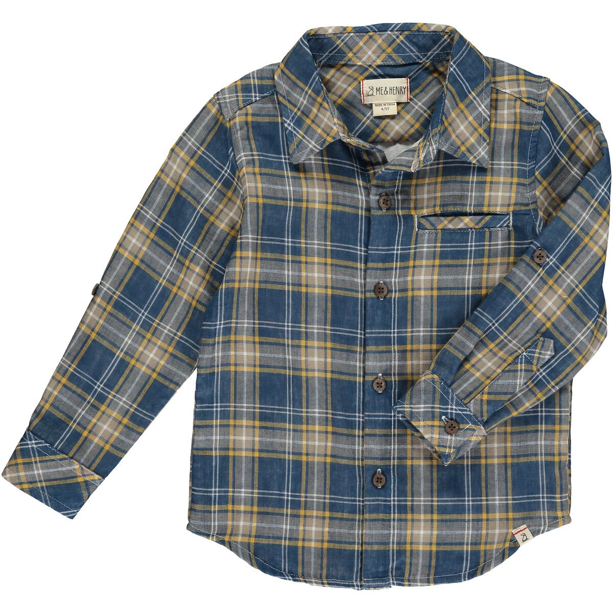 Atwood Woven shirt- Blue/Gold Plaid 2-3Y Atwood Woven shirt- Blue/Gold Plaid 2-3Y