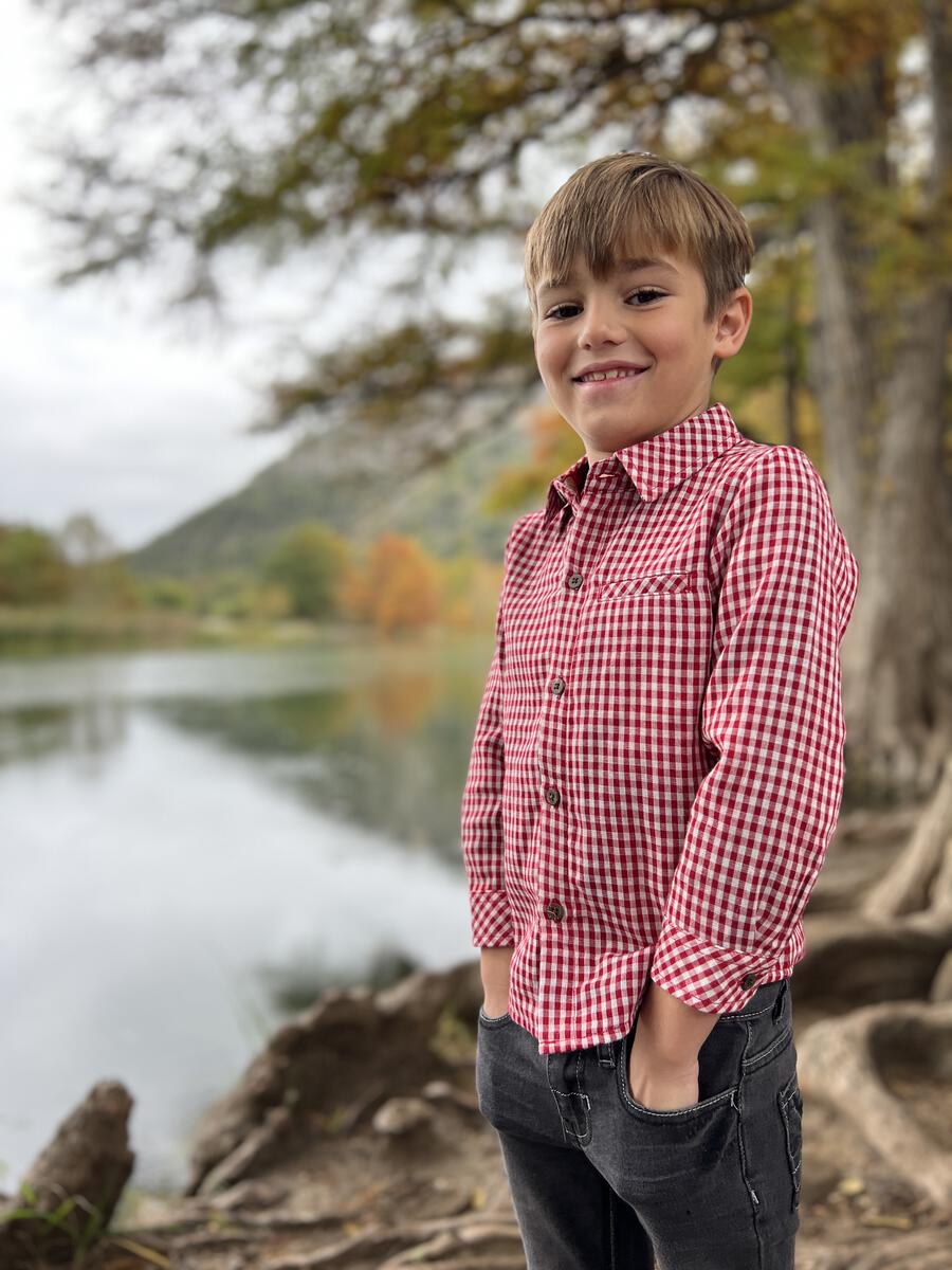 Me & Henry Atwood Woven Shirt – Red Micro Plaid