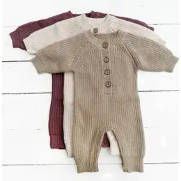 knit romper jumpsuit button front long sleeve winter romper