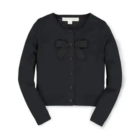 hope and henry, black, bow front, long sleeve, cardigan, girls, toddler, sweater