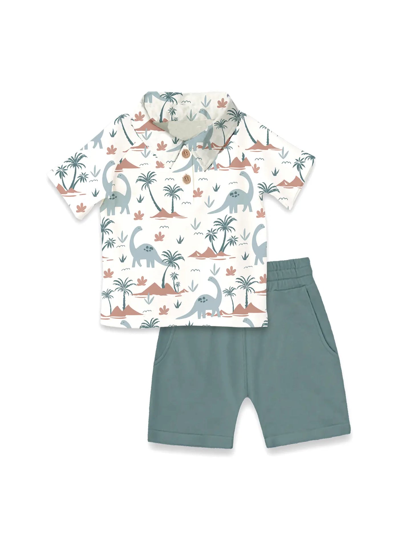 Tesa Babe Baby Boy's Dino Isle Polo Bamboo Set