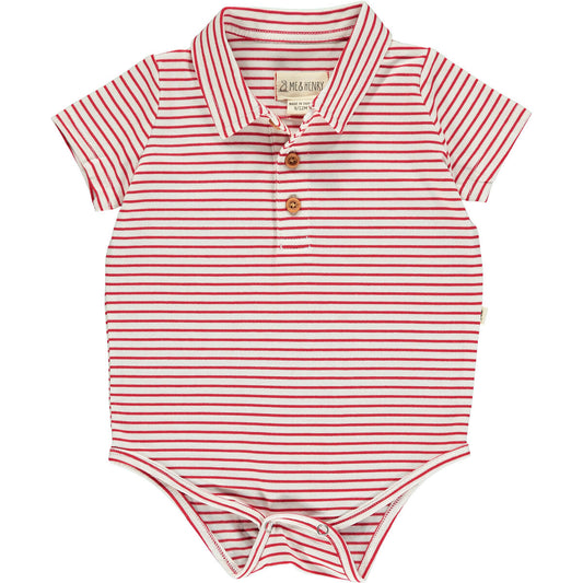 Me & Henry Jetty Polo Jersey Onesie – Red/White