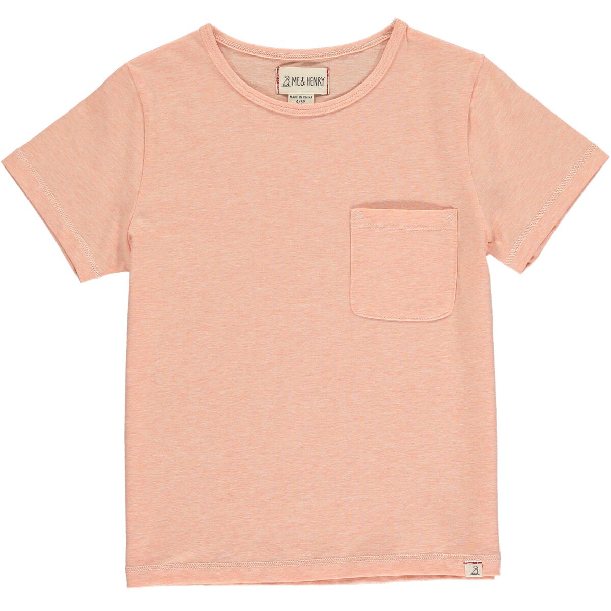 Me & Henry, Pocket Tee, Peach, short sleeve, t-shirt, front pocket, apricot, orange, cotton, little boy, baby boy