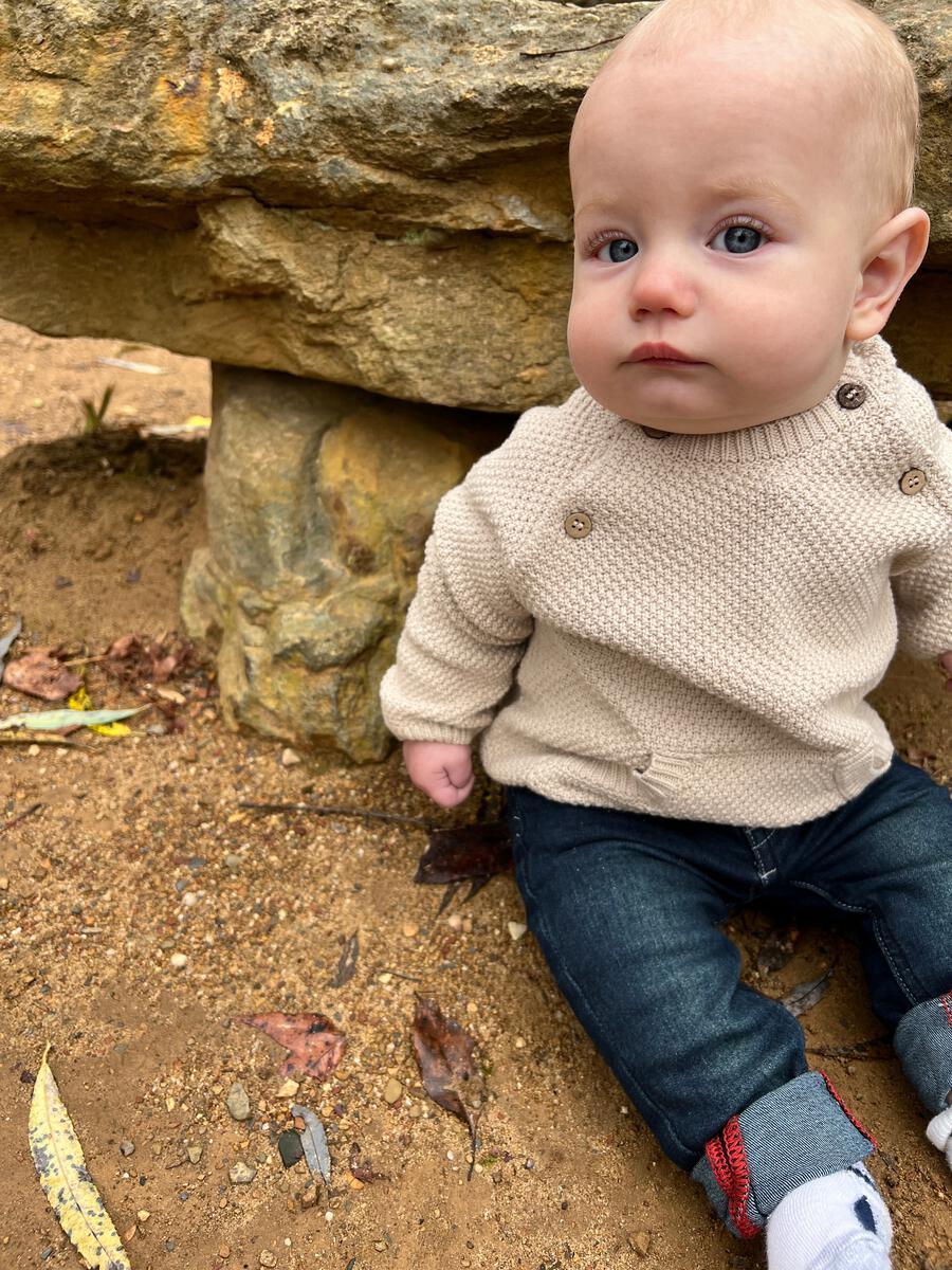 me and henry, morrison sweater, cream, baby boy, kangaroo pocket