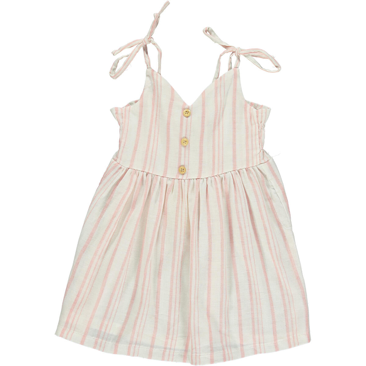 pink and white stripe summer dress with spaghetti straps