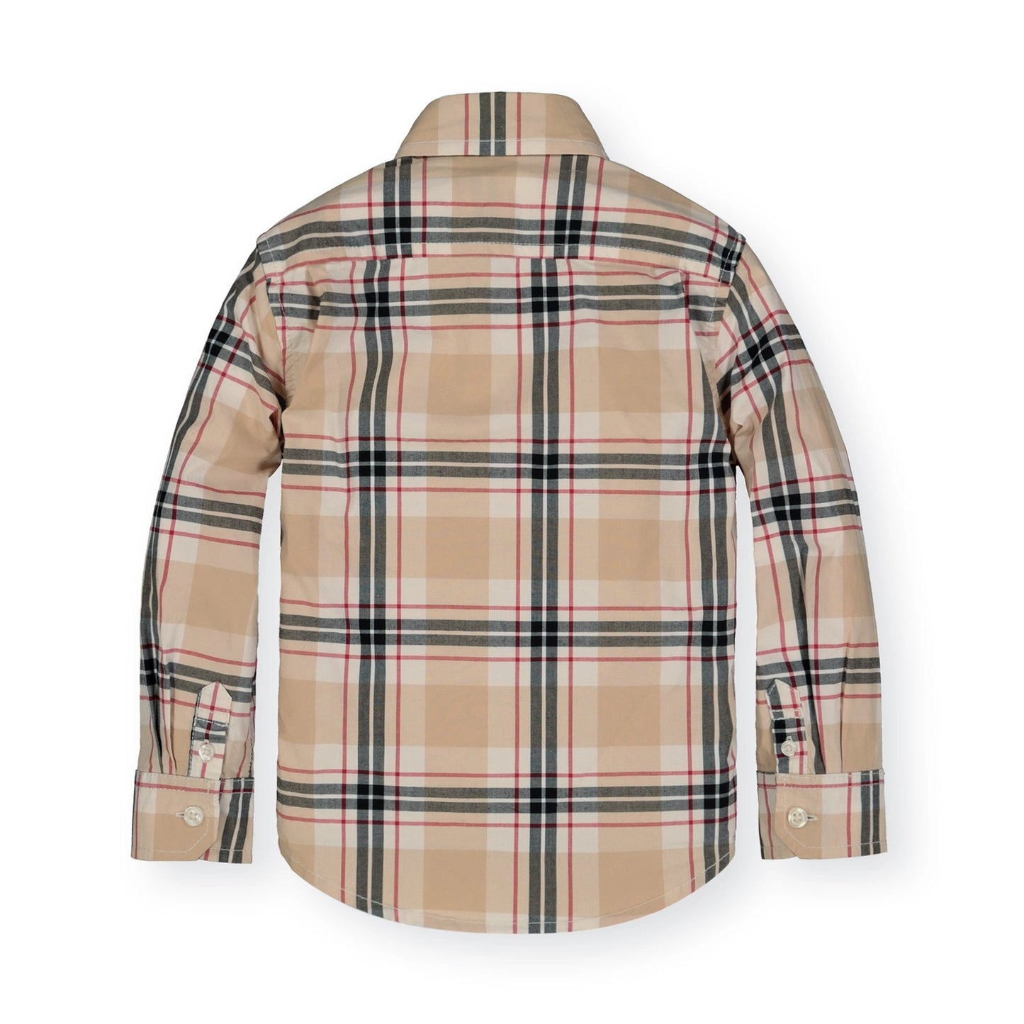 Hope and Henry Stretch Poplin Button Down Shirt – Classic Tan Plaid