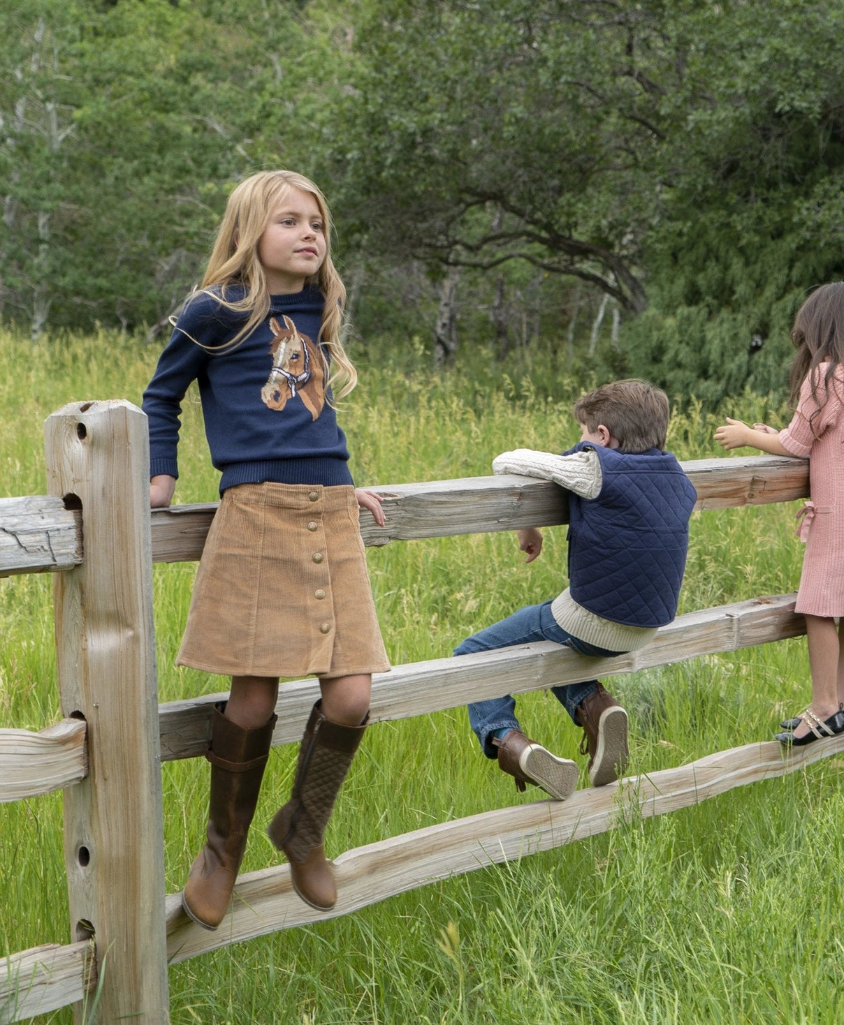 Hope and Henry A-Line Snap Front Skirt – Medium Brown Corduroy