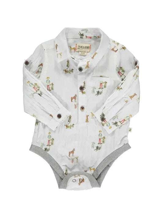 Me & Henry Henry All Over Print Onesie - Little Guys and Dogs