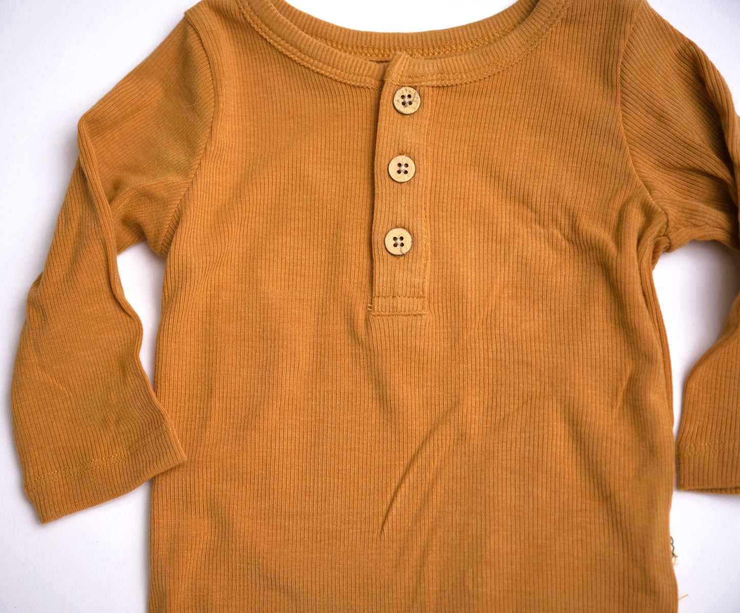 me and henry, long sleeve, onesie, henley, ribbed, burnt orange, fall