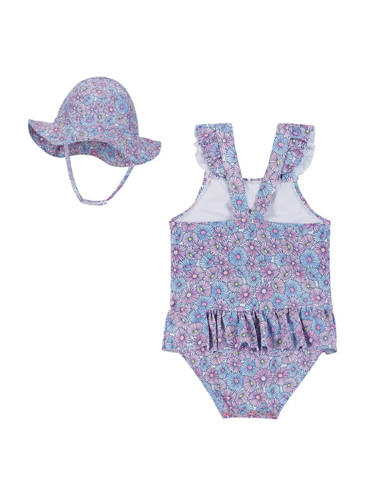 Andy & Evan Baby Bubble W/Hat Set - Purple Floral