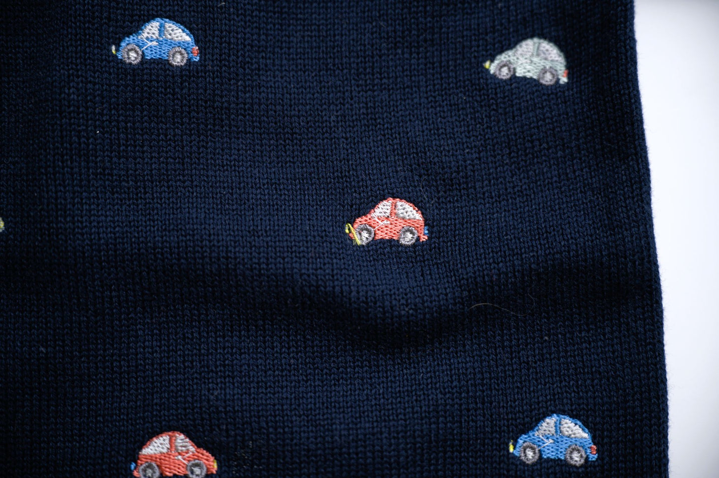 Viverano Organics Mini Beetle Cars Embroidered Baby Sweater (Organic) - Navy Blue
