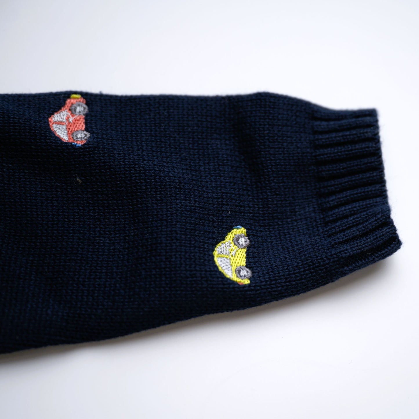 Viverano Organics Mini Beetle Cars Embroidered Baby Sweater (Organic) - Navy Blue