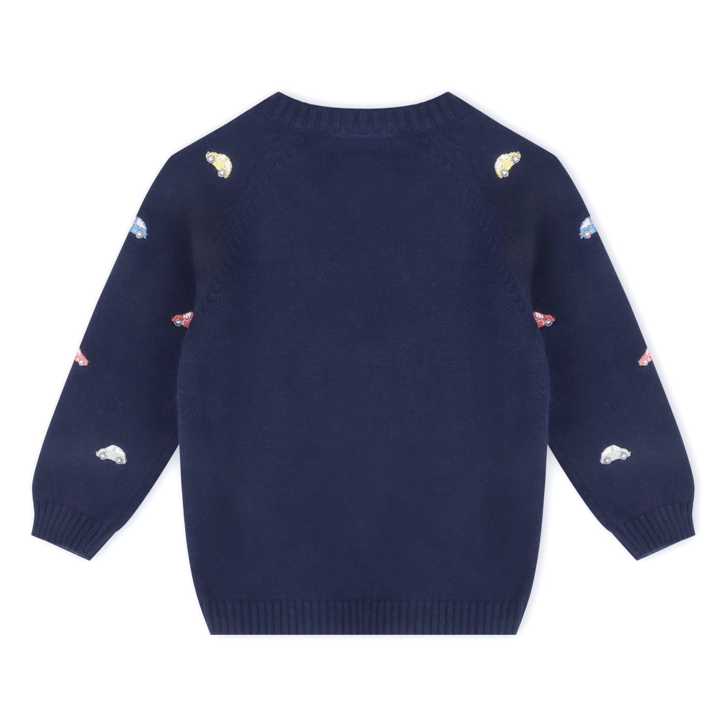Viverano Organics Mini Beetle Cars Embroidered Baby Sweater (Organic) - Navy Blue
