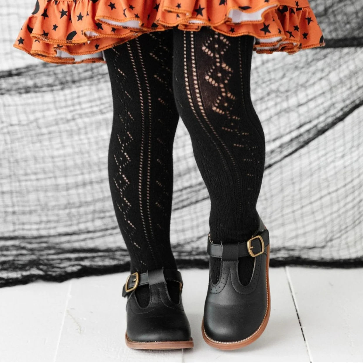 ladies dress tights Little Stocking Co. Fancy Knit Black / 3-4 YEARS pantyhose dress