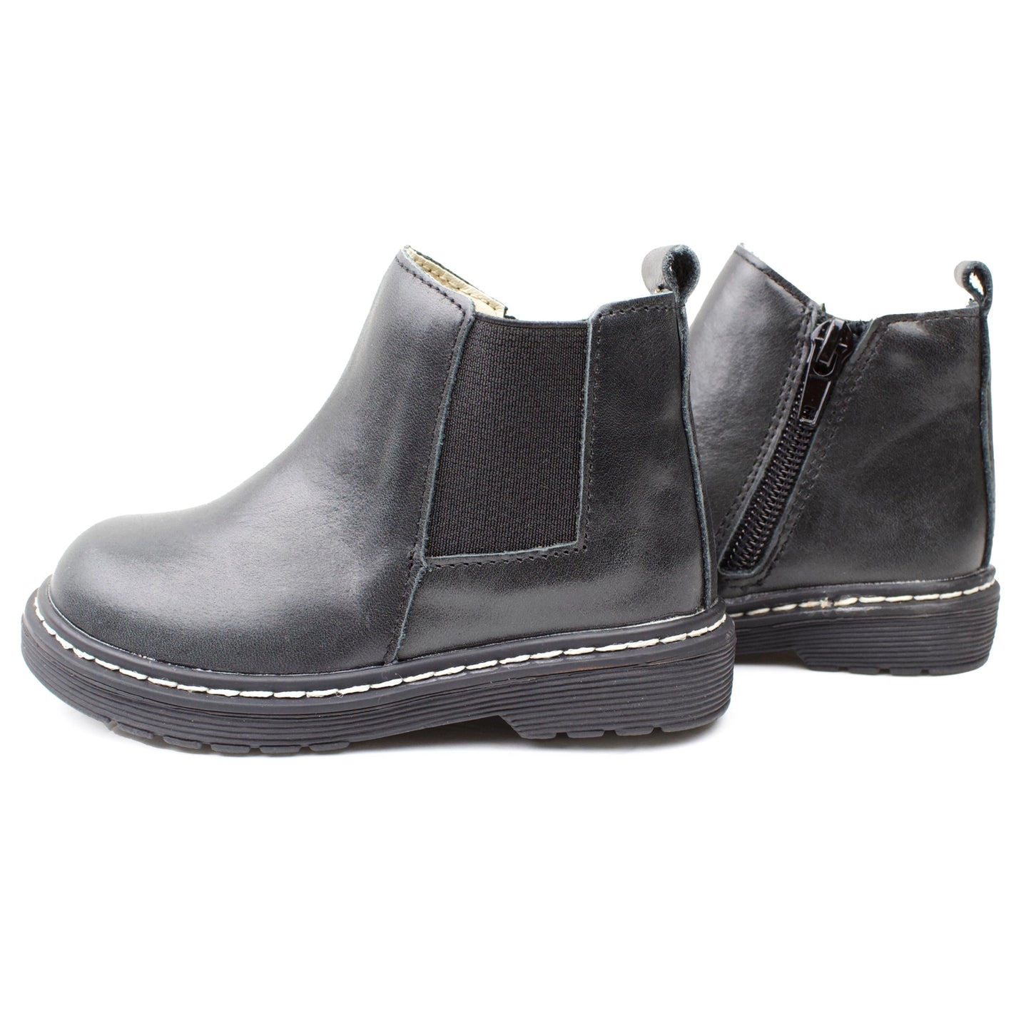 piper finn black luge boots leather boots zipper boots boy girl booties