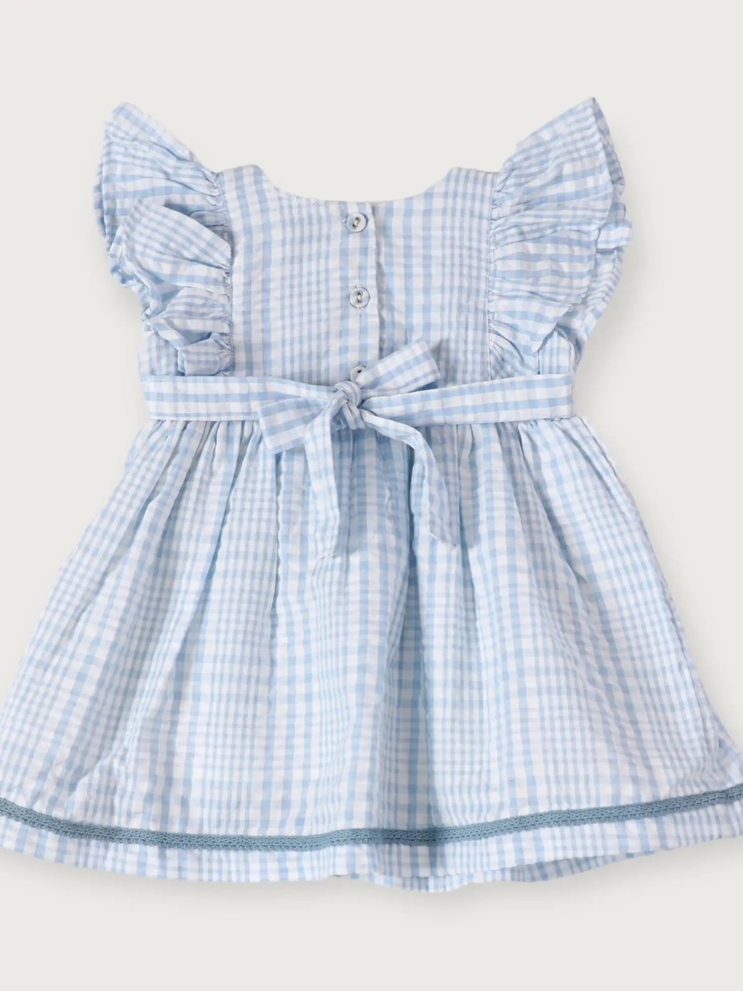 viverano blue plaid smocked girls baby dress with flutter sleeve