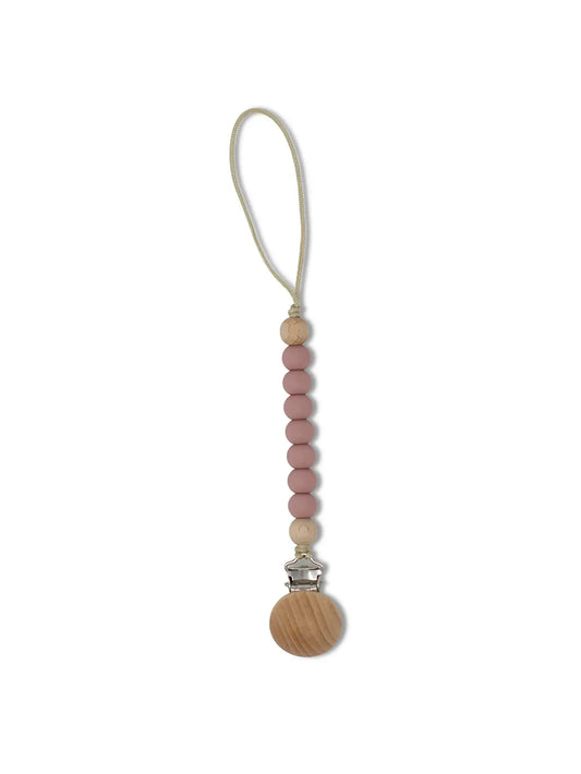 blush pink pacifier clip wooden beads