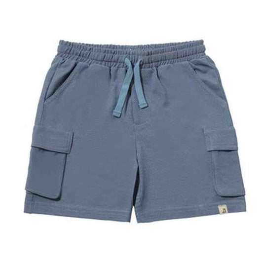 Me & Henry lightweight blue cargo shorts with elastic waist and a drawstring