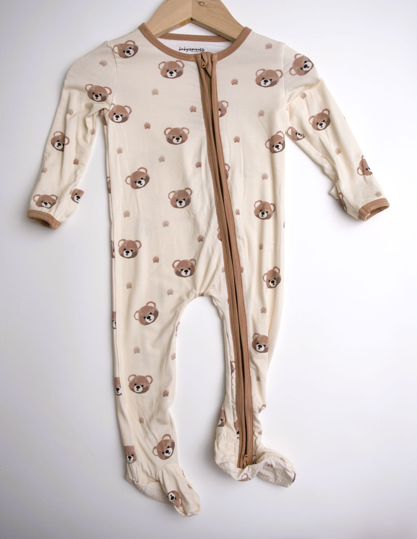 babysprouts, bear,footie, pjs, zippered, bamboo cotton, boy, toddler,baby