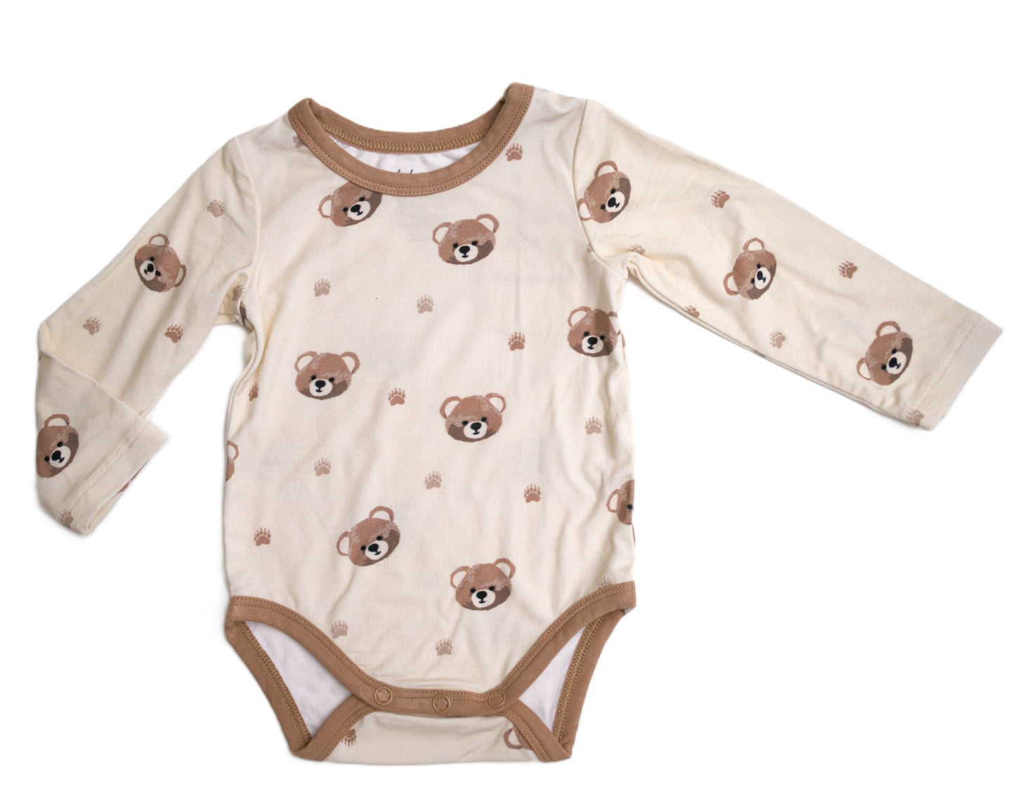 baby boy, long sleeve onesie, bear, bamboo cotton
