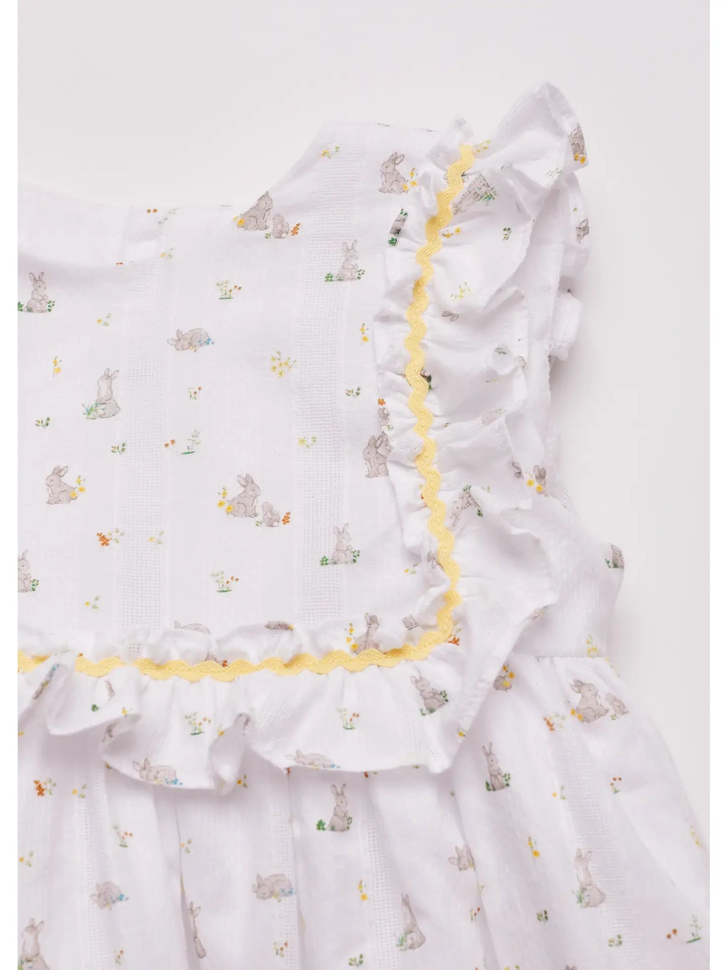 pi & Pa, girls, easter, dress, white, bunny, yellow, heirloom, spring