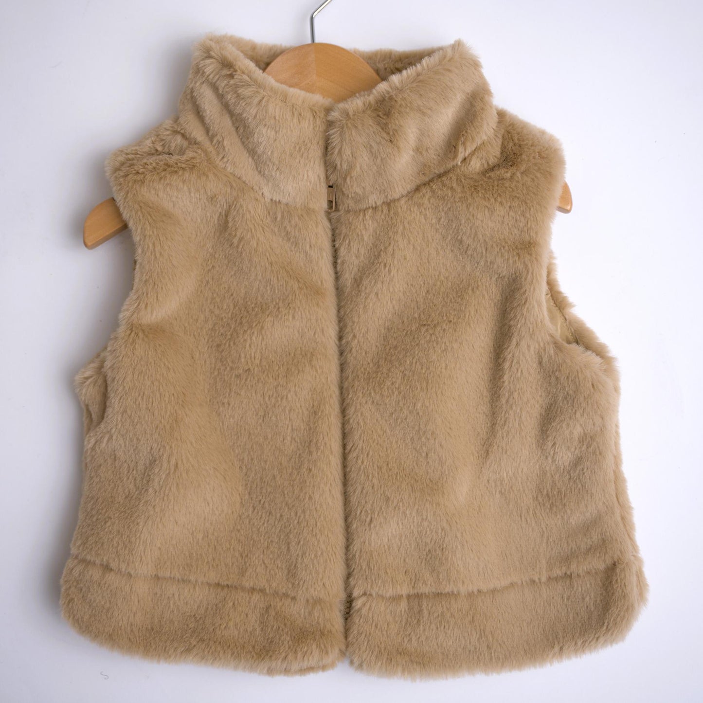 babysprouts fur vest beige tan zipper collar