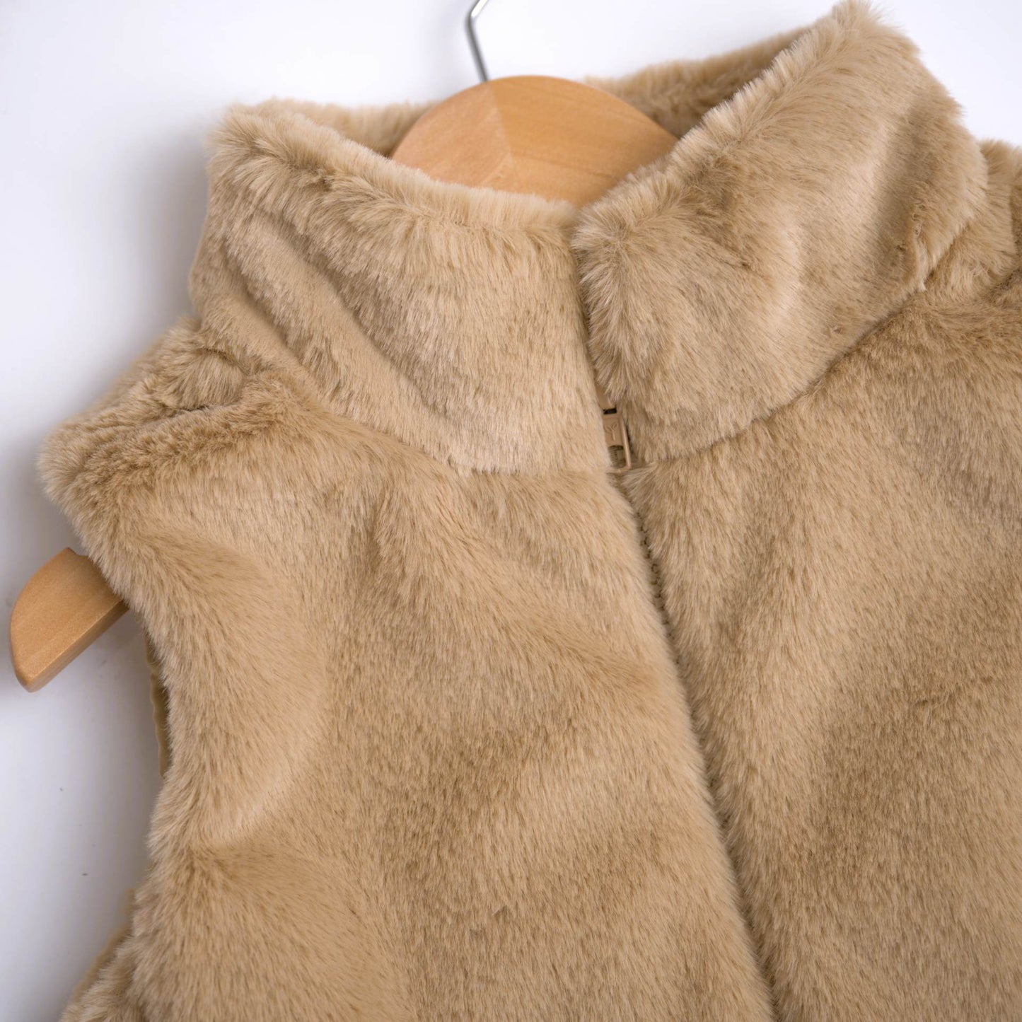 babysprouts fur vest beige tan zipper collar