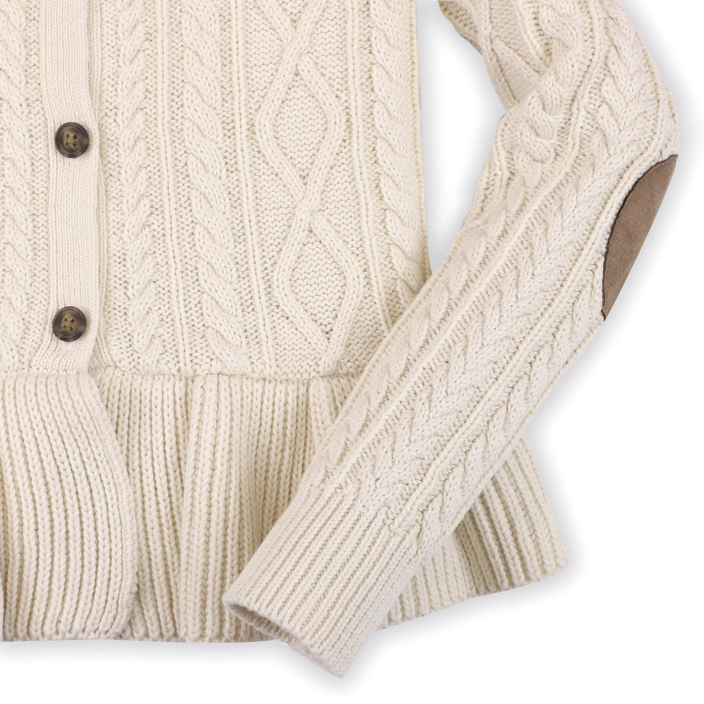 Hope and Henry Baby Cable Peplum Cardigan – Ivory