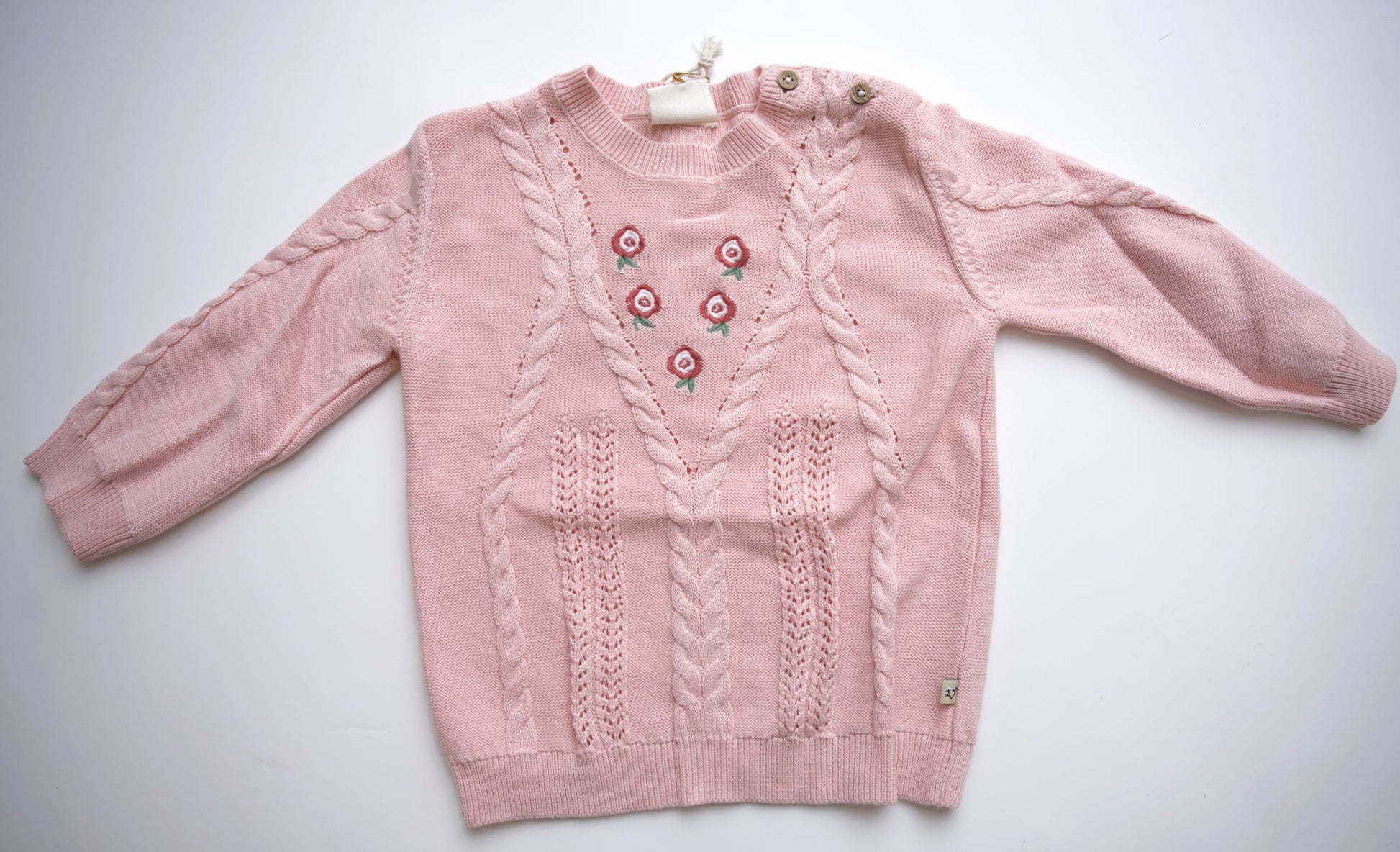 viverano, pink floral sweater for the baby girls, fall, valentine