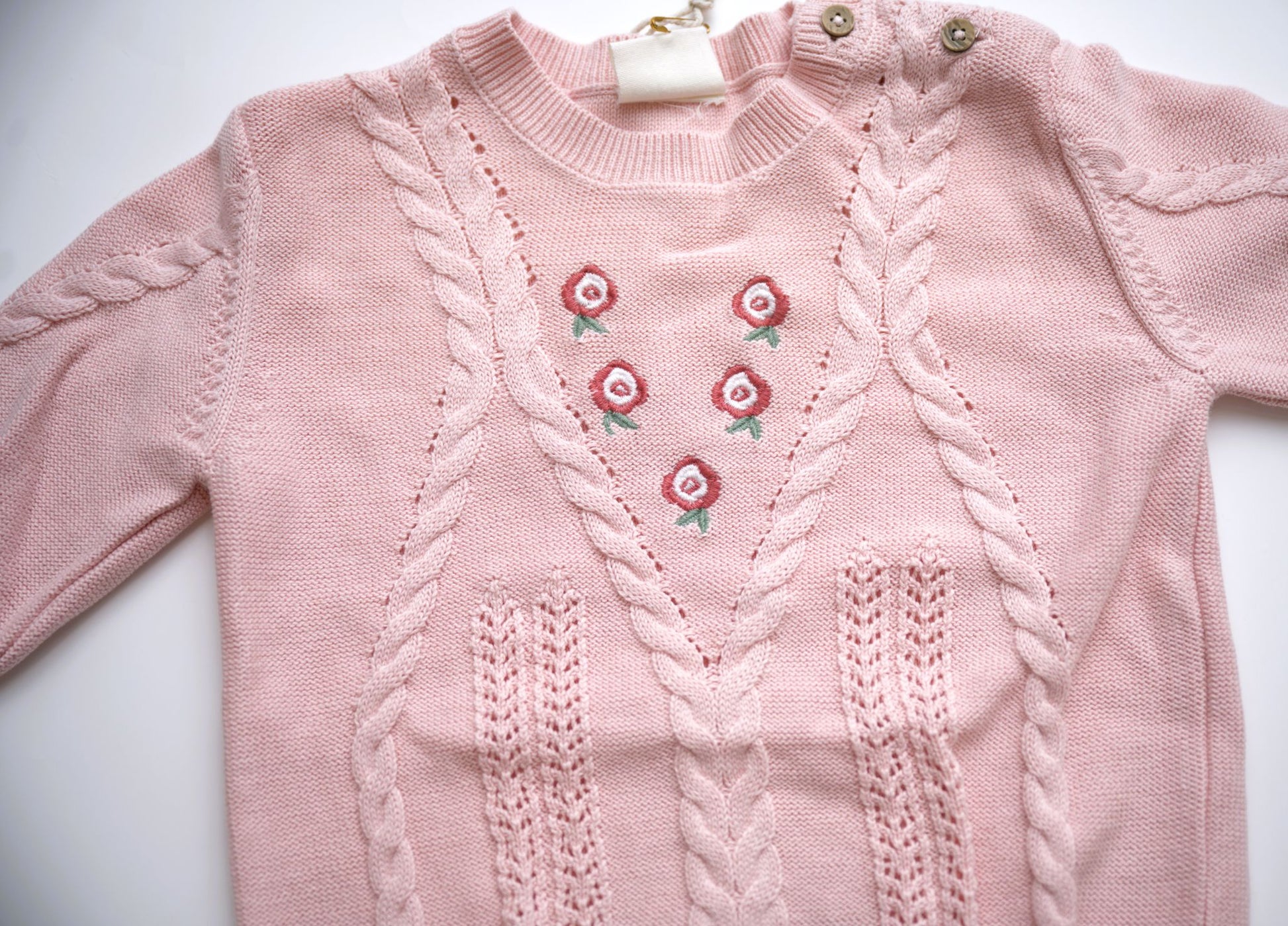viverano, pink floral sweater for the baby girls, fall, valentine