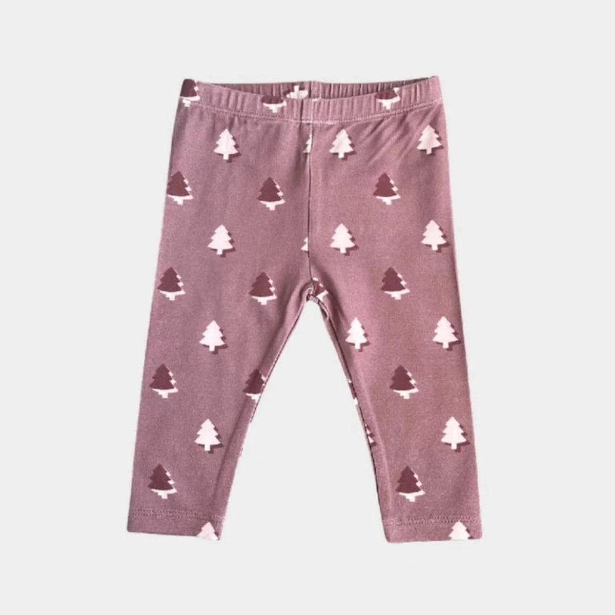 babysprouts christmas tree bamboo cotton girl leggings with mauve and pink
