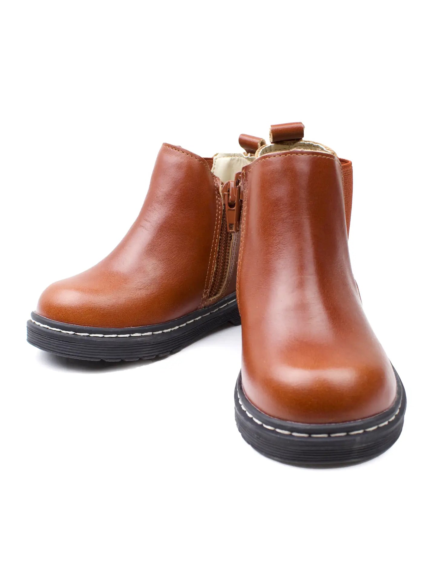 Piper finn cognac Chelsea boot leather zipper side bootie girl bootie boy boot
