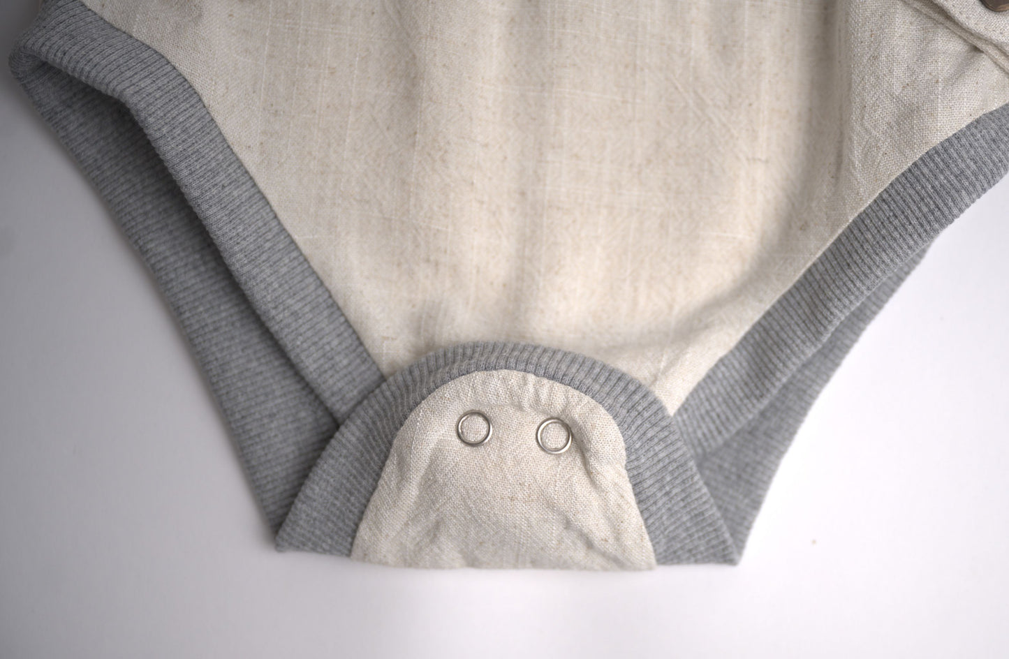 Me & Henry Jasper Woven Onesie – Cream Cotton