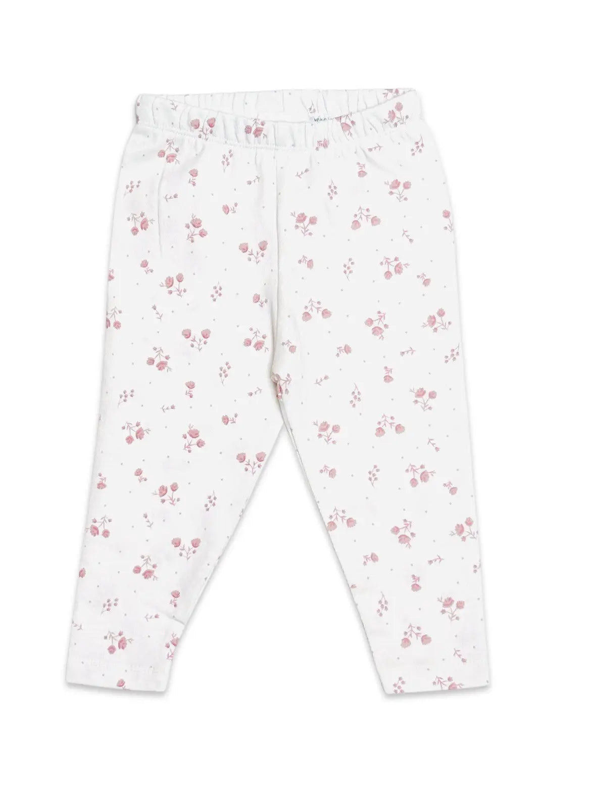 viverano organic cotton white legging with pink floral detail