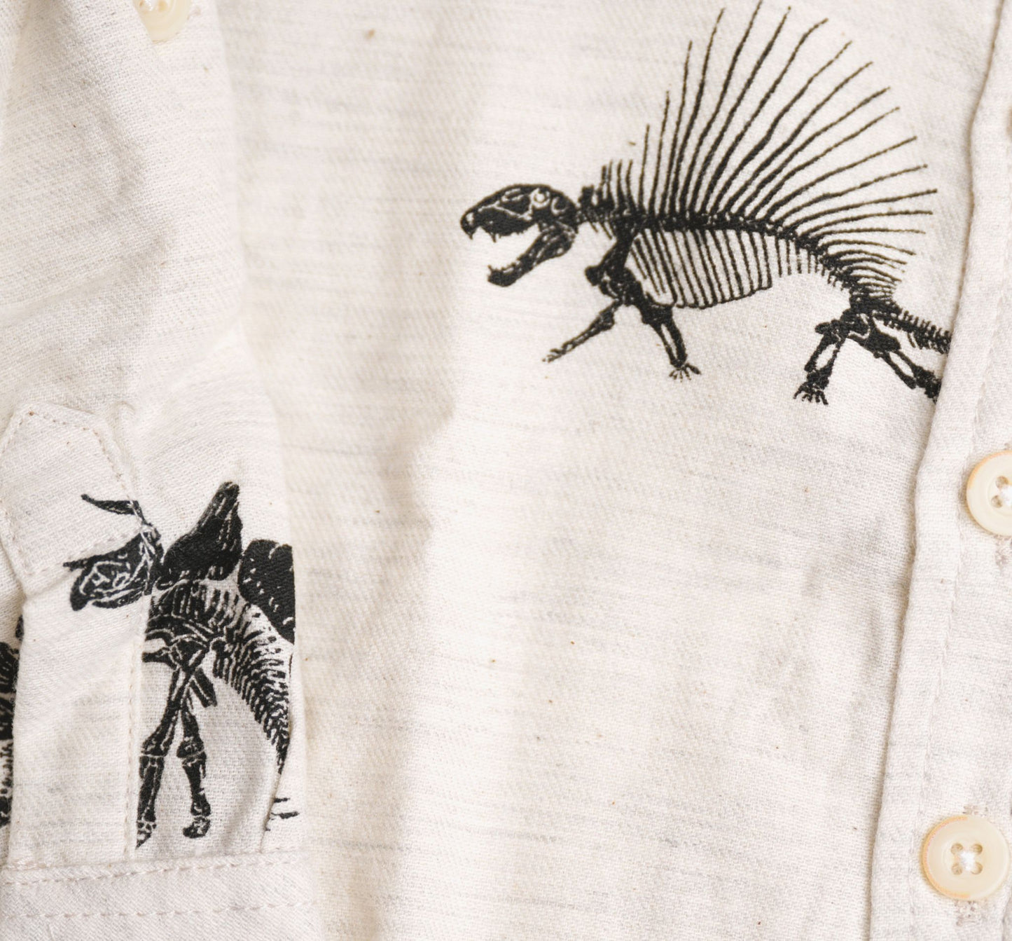 Me & Henry Dinosaur Fossil Printed Woven Shirt - Cream