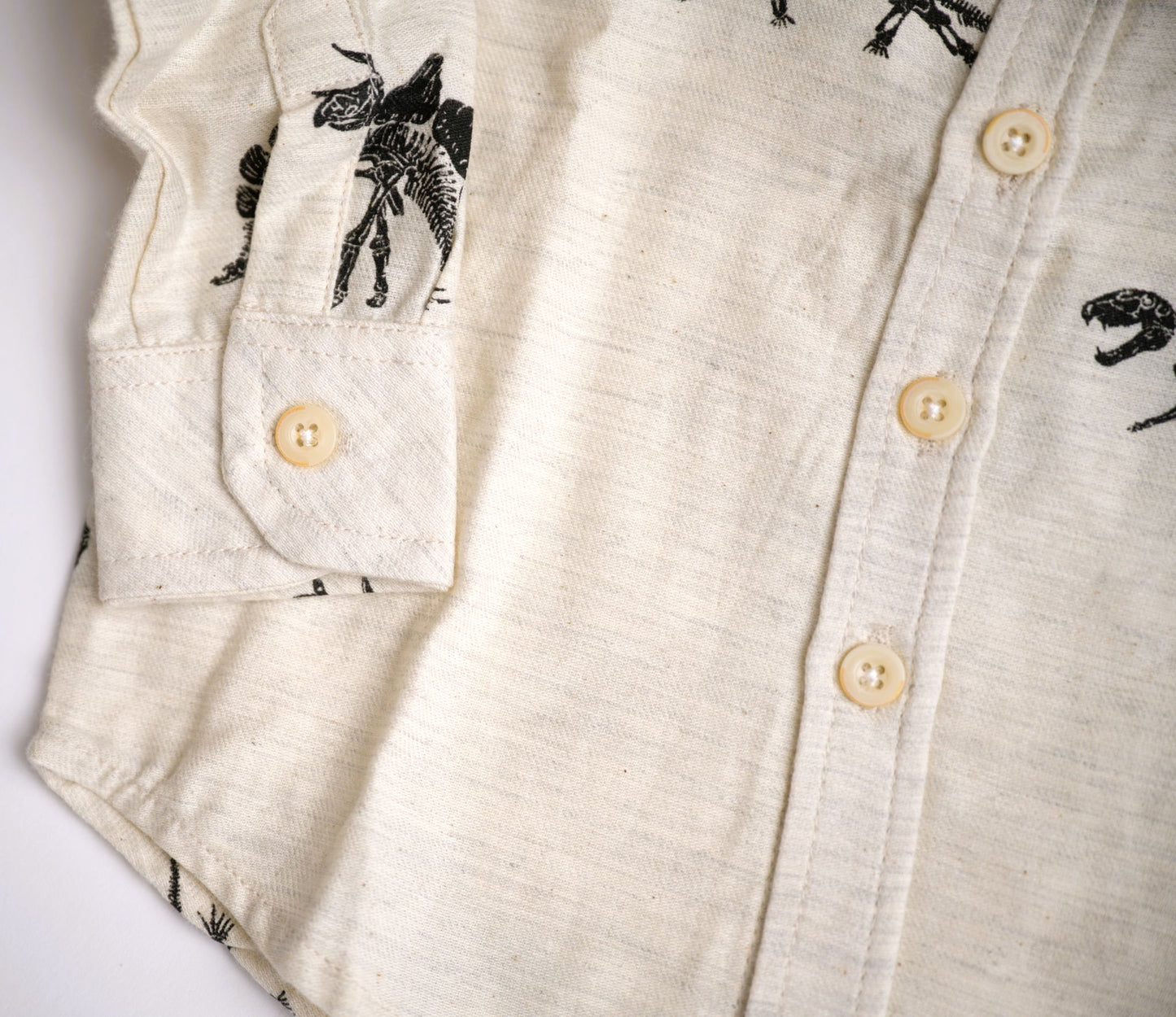 Me & Henry Dinosaur Fossil Printed Woven Shirt - Cream