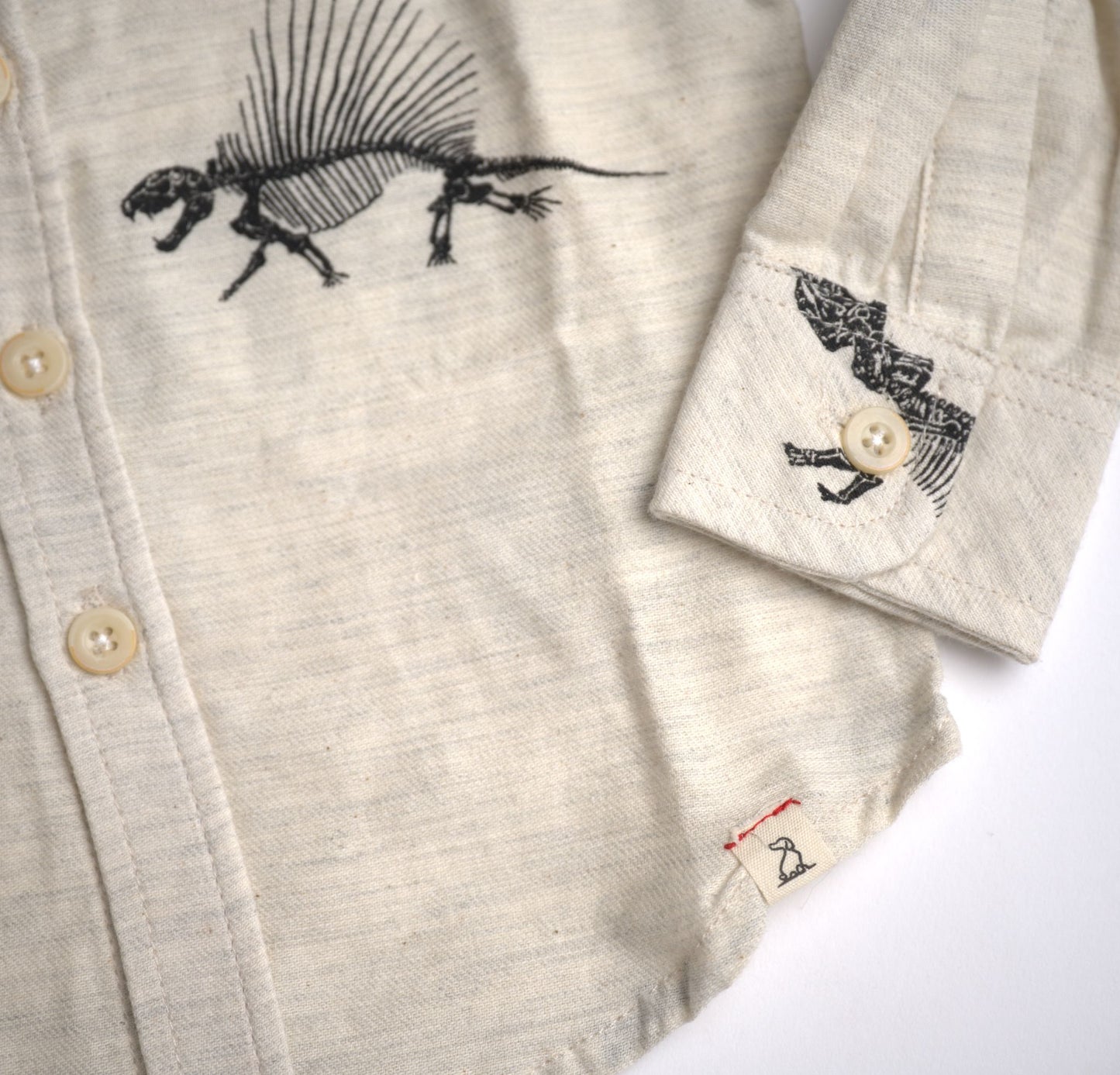 Me & Henry Dinosaur Fossil Printed Woven Shirt - Cream