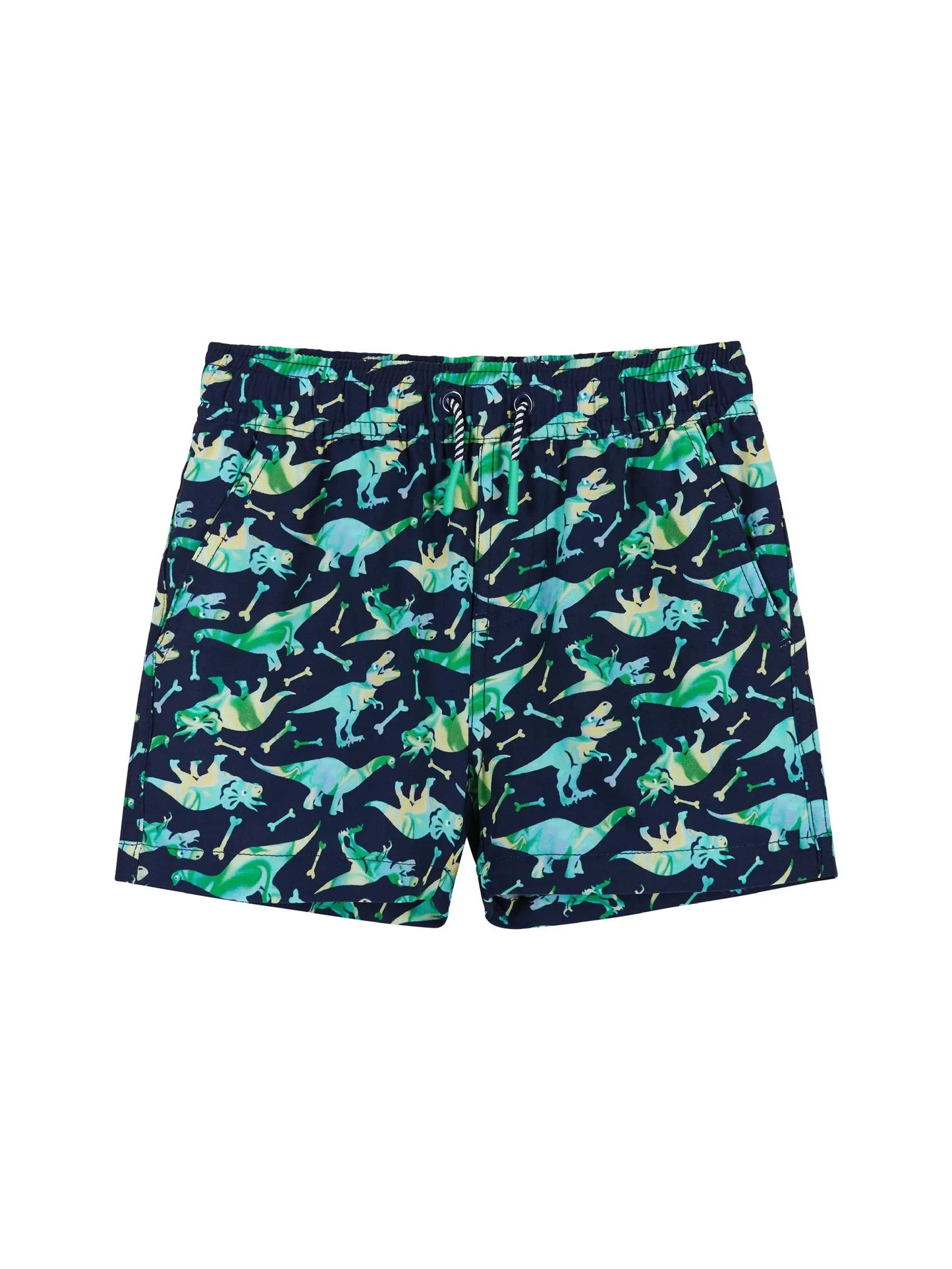 teal and navy dinosaur dino swim trunks swimsuit short sleeve rash guard
