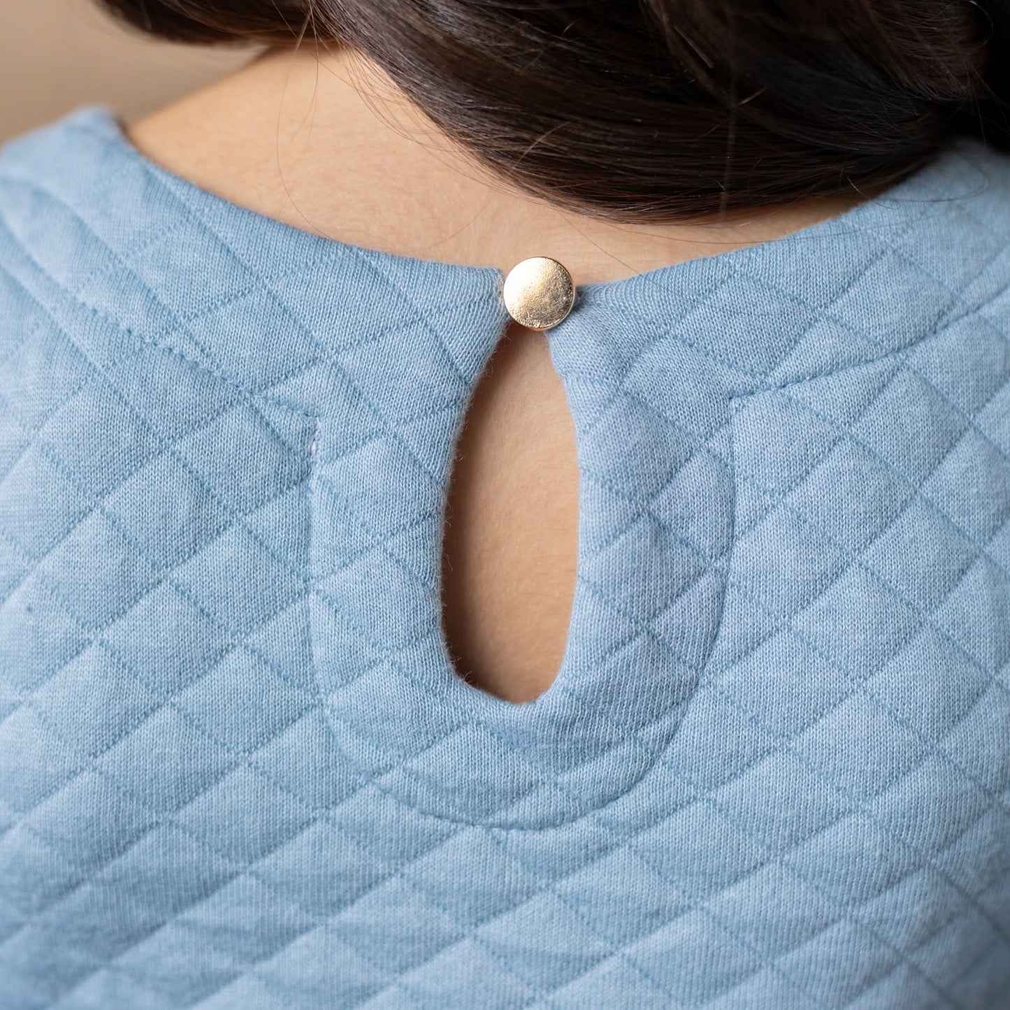 Hope and Henry Quilted Puff Sleeve Dress – Dusty Blue Quilted
