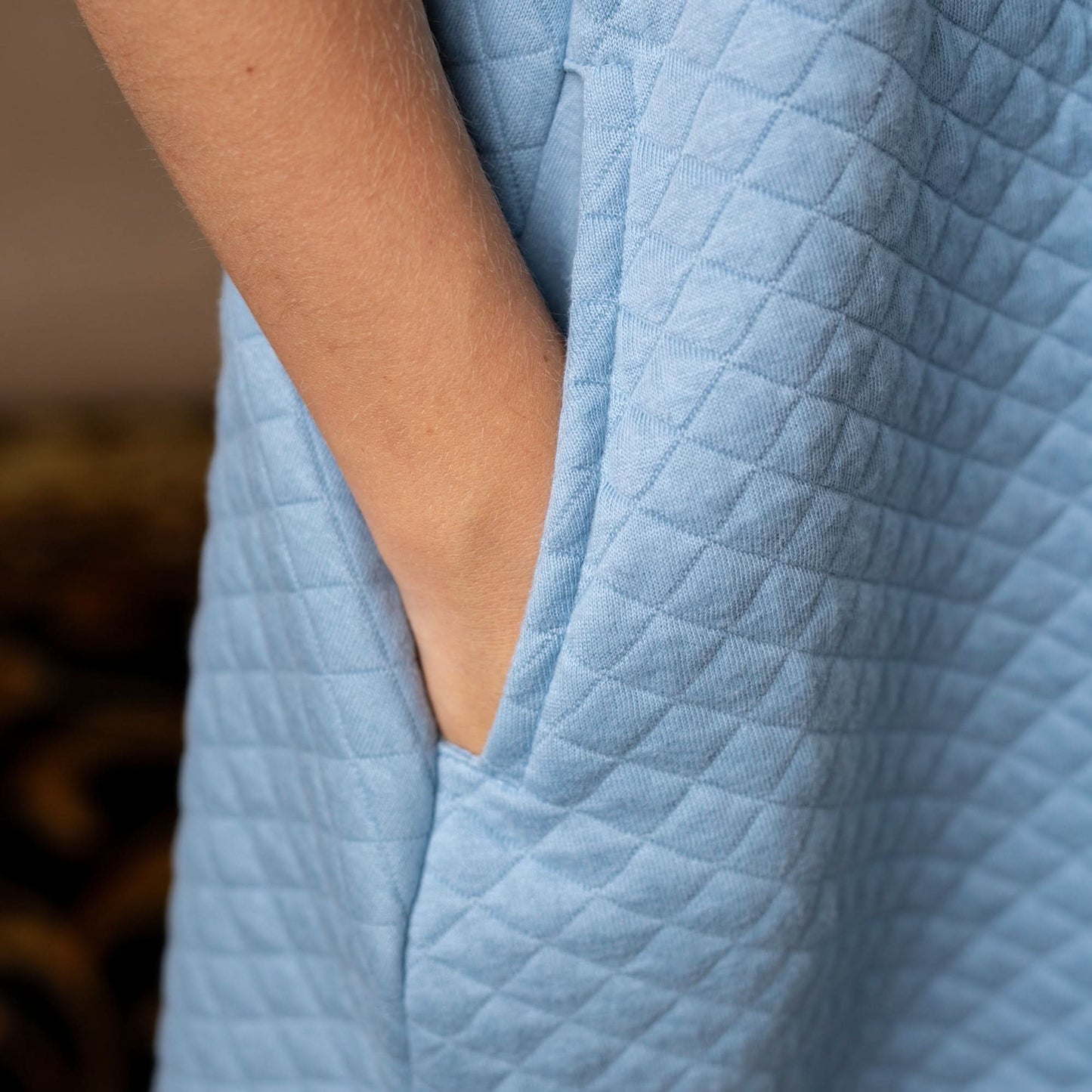 Hope and Henry Quilted Puff Sleeve Dress – Dusty Blue Quilted