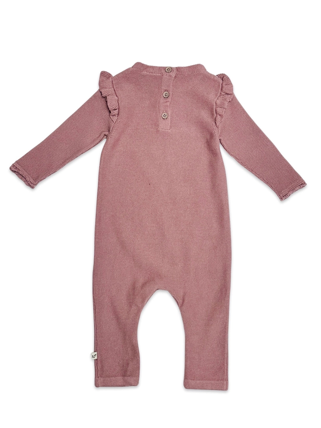 Viverano Organics Elephant Embroidered Ruffle Baby Knit Jumpsuit (Organic) – Vintage Rose