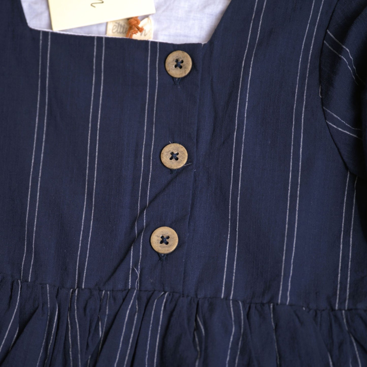ettie and hh clown dress navy long sleeve dress navy pinstripe